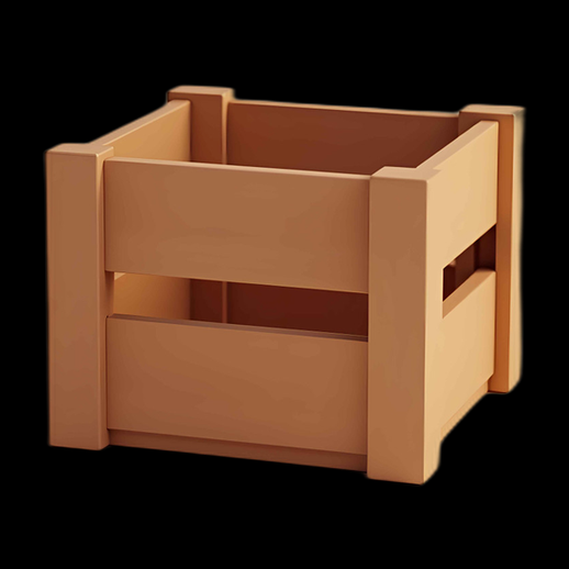Caisse en bois 3D orange - modele 3D gratuit