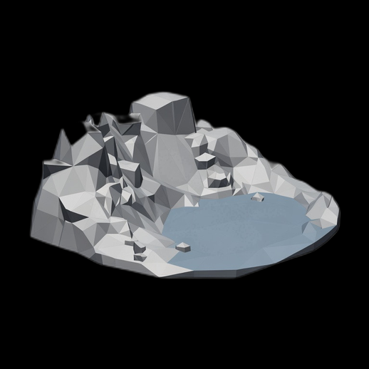 Rocher low poly 3D gratuit avec bassin