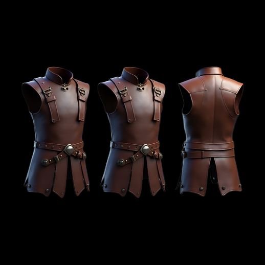 Armure de cuir 3D marron