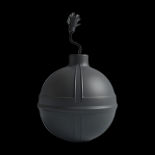 Bombe sphérique cartoon noir 3D
