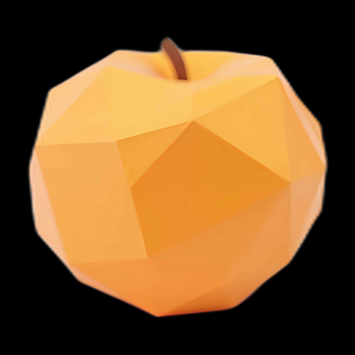 Pomme géométrique orange en 3D