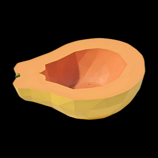 Papaye coupée Low Poly 3D