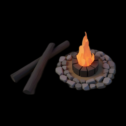 Feu de camp stylisé 3D