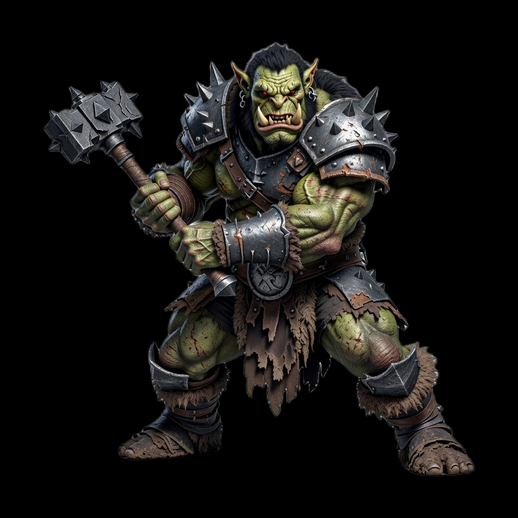 Orc guerrier 3D gratuit avec masse cloutee