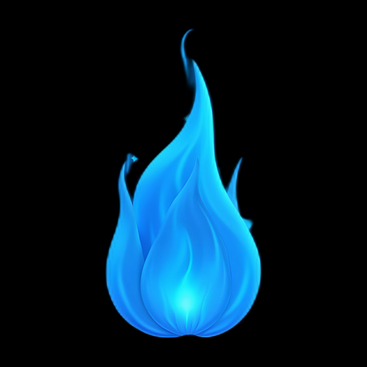 Flamme bleue 3D stylisée