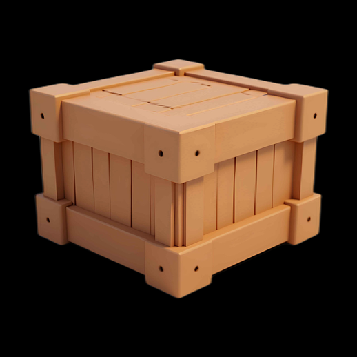 Caisse en bois stylisée 3D