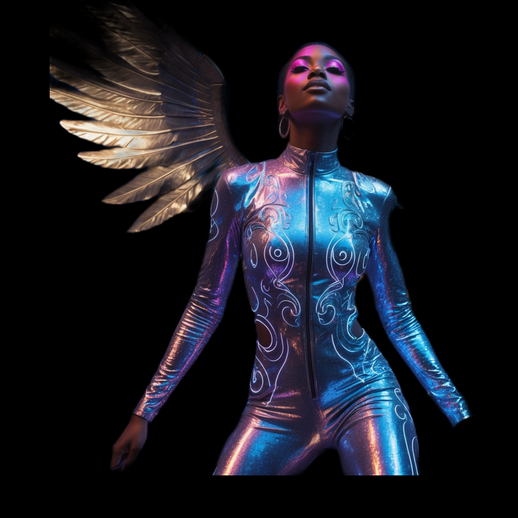 Personnage femme futuriste 3D gratuit avec ailes