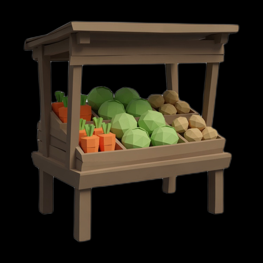 Etal de legumes 3D gratuit style low poly