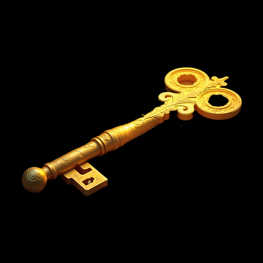 Clé dorée ornementale 3D