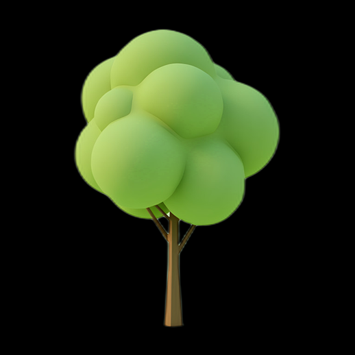 Arbre stylisé 3D vert clair