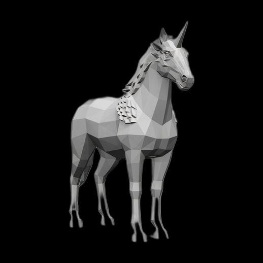 Licorne low poly 3D gratuit stylisee