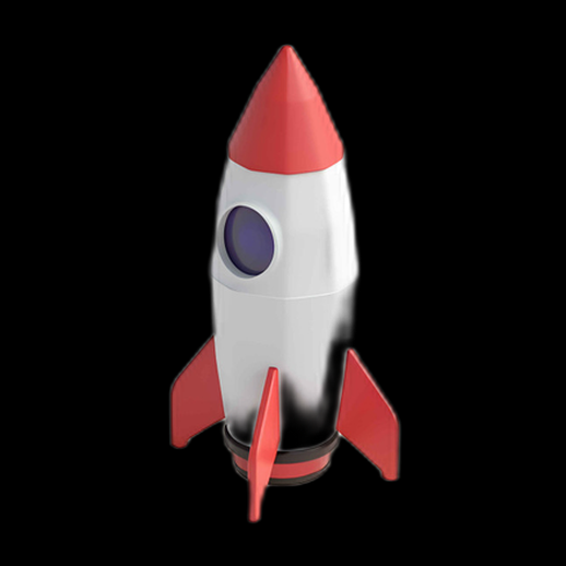 Fusée 3D cartoon rouge et blanche