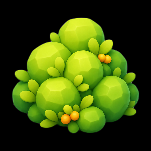Buisson stylise 3D gratuit avec feuilles vertes - modele 3D gratuit
