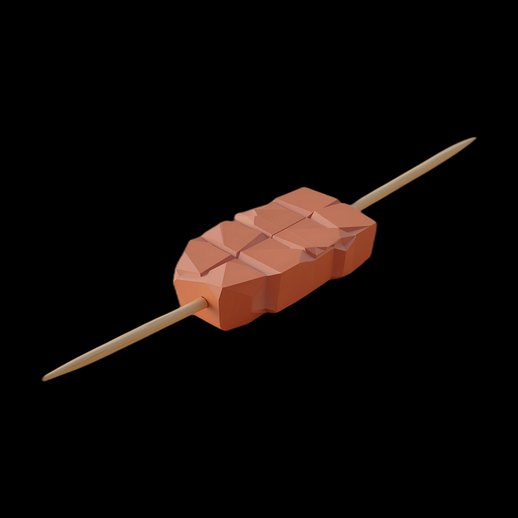 Brochette de viande low poly 3D