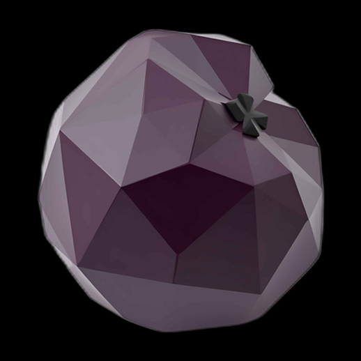 Prune 3D low poly stylisée