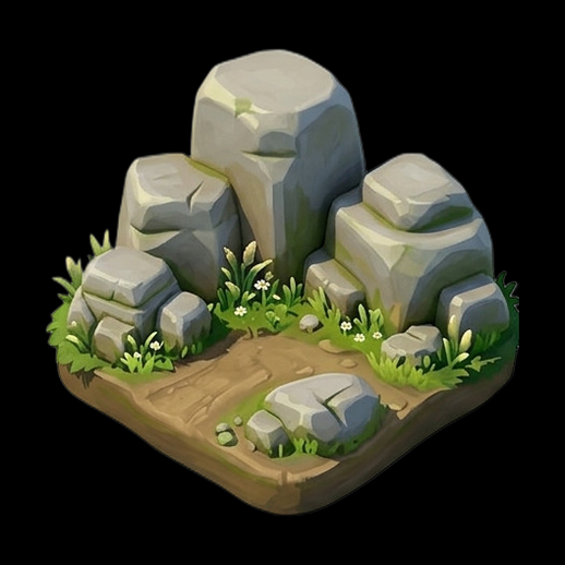 Rochers stylises 3D gratuit avec herbe