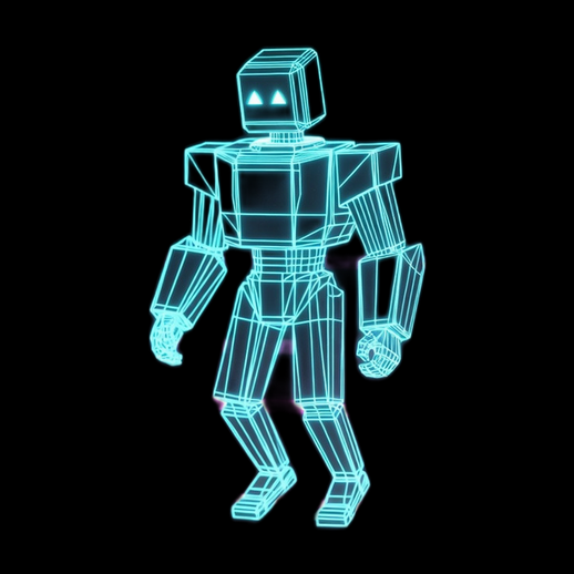 Robot filaire néon en 3D