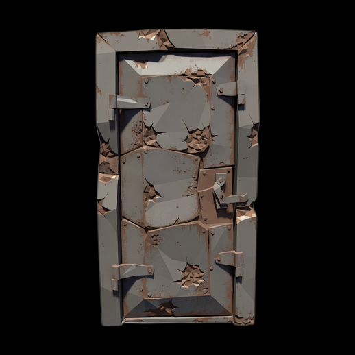 Porte metallique abimee 3D gratuit industrielle