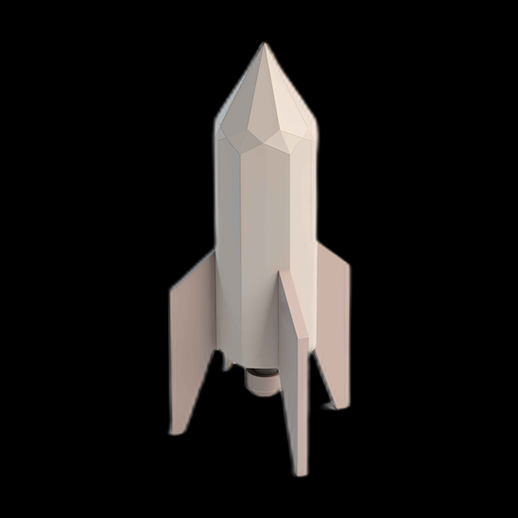 Fusée blanche low-poly 3D