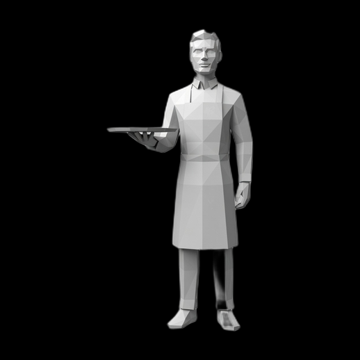 Serveur low poly 3D gratuit avec plateau