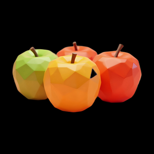 Pommes polygonales 3D multicolores