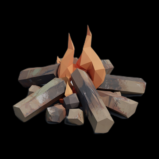 Feu de camp 3D gratuit low poly
