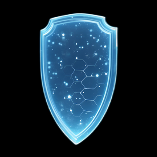 Bouclier futuriste bleu brillant 3D
