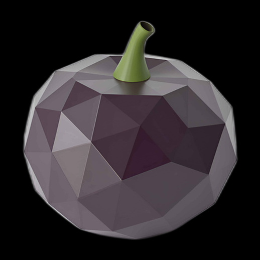 Aubergine polygonale 3D stylisée