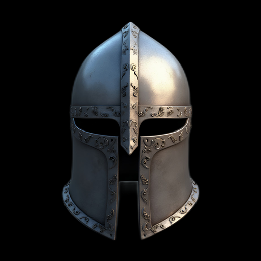 Casque médiéval 3D ornementé en métal