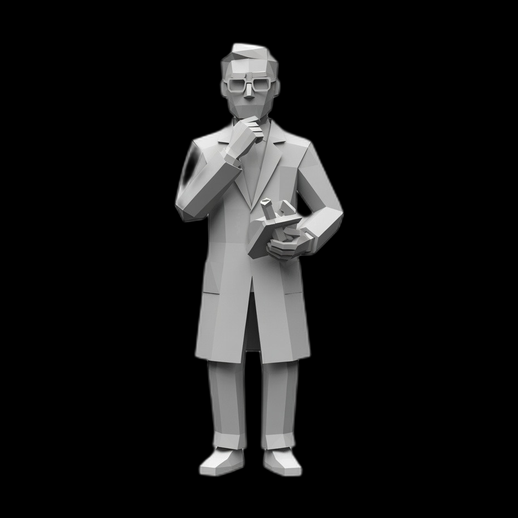 Scientifique low poly 3D gratuit personnage labo