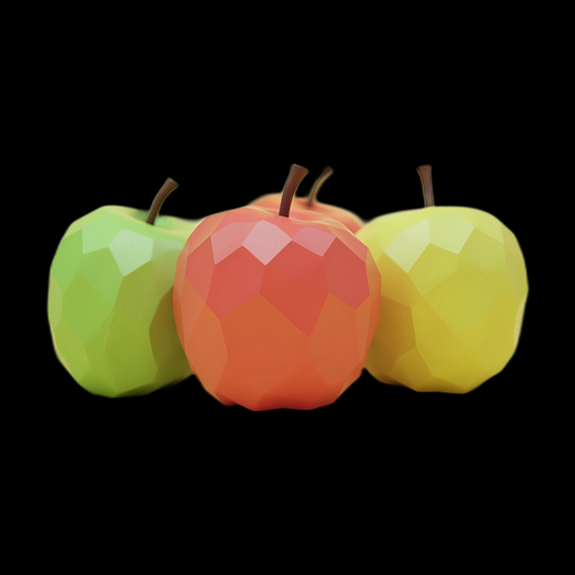 Pommes low poly 3D colorées