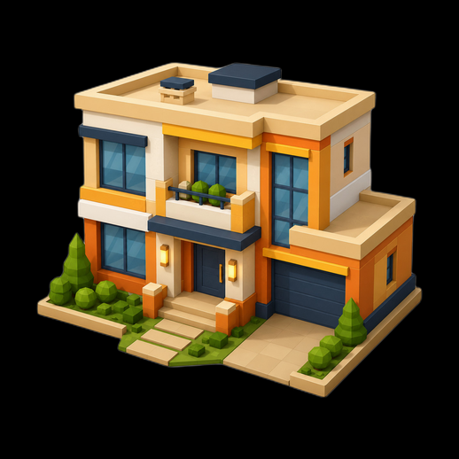 Maison moderne 3D gratuit style low poly