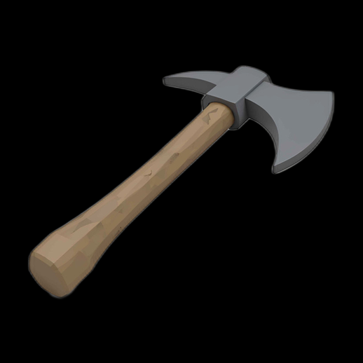 Hache 3D Low Poly Style