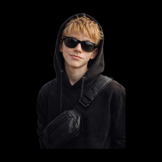 Garçon avec sac banane noir