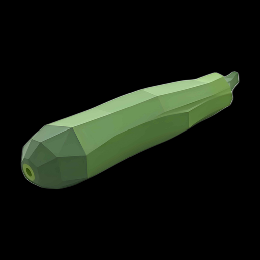 Courgette 3D low poly verte