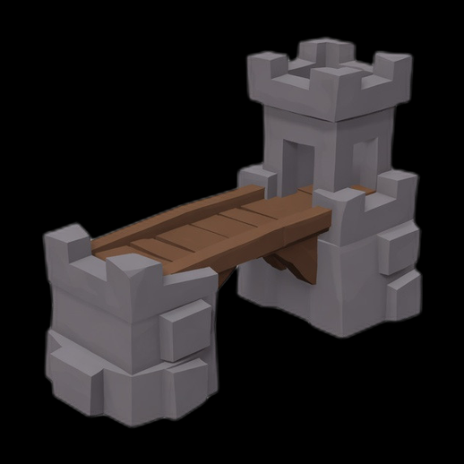 Pont fortifie medieval 3D gratuit stylise