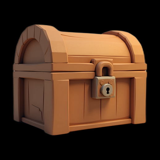 Coffre au trésor en bois 3D
