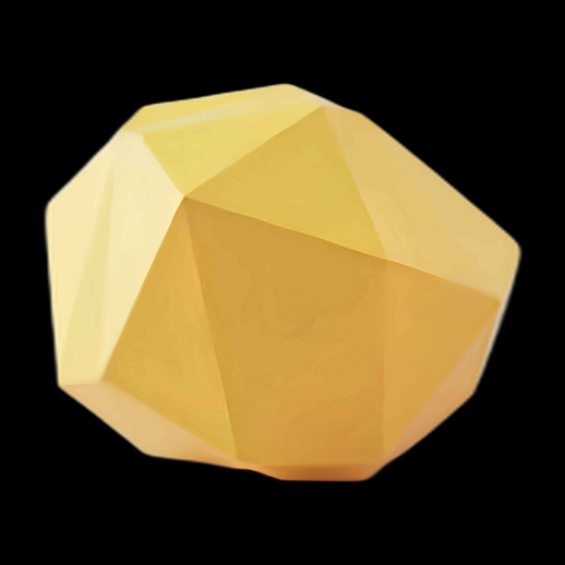 Dodécaèdre 3D jaune aux facettes