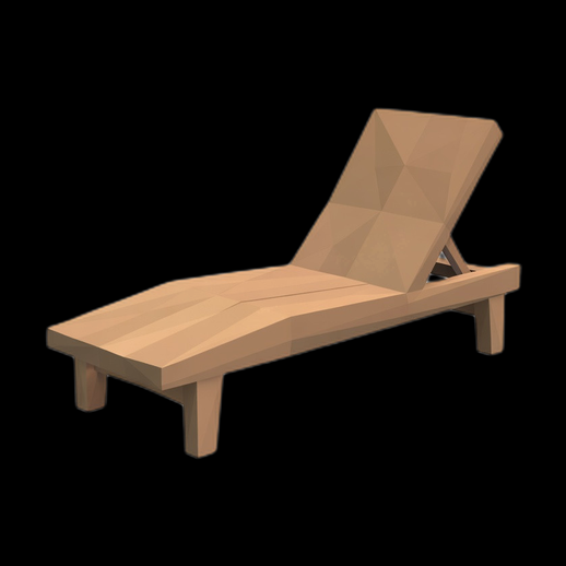 Chaise longue bois 3D gratuit low poly