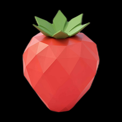 Fraise 3D polygonale rouge et verte