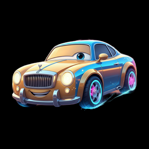 Voiture cartoon 3D gratuit style colore souriant