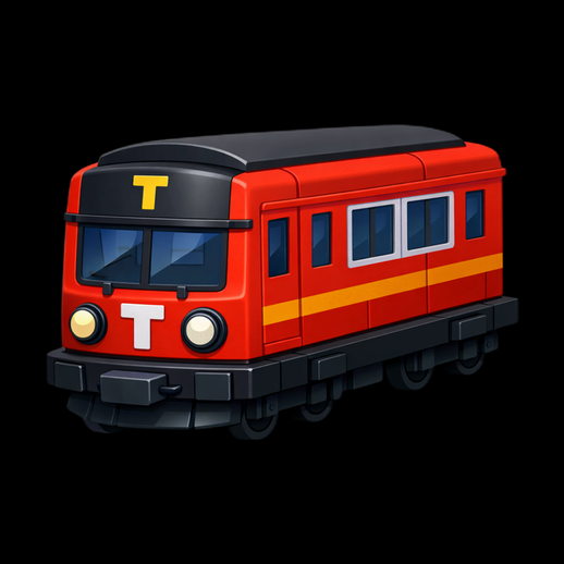 Train metro cartoon 3D gratuit rouge stylise - modele 3D gratuit