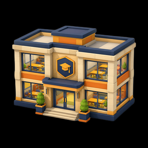 Modele 3D gratuit ecole moderne stylisee