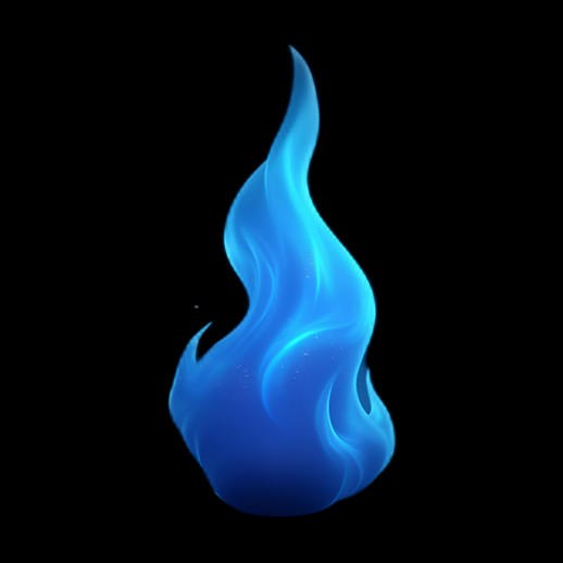 Flamme bleue stylisée en 3D