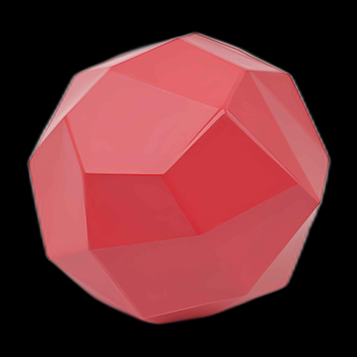 Icosaèdre tronqué 3D rouge brillant