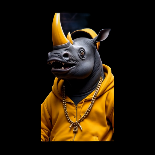 Rhinoceros stylise 3D gratuit avec hoodie urbain