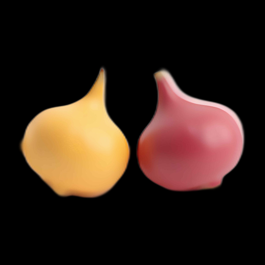 Oignons 3D, jaune et rouge