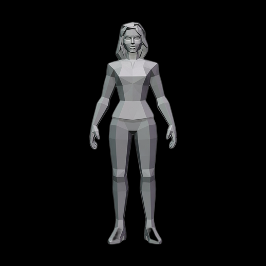 Personnage femme low poly 3D gratuit