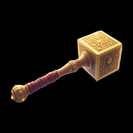 Marteau 3D cubique doré détaillé
