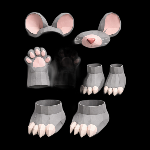 Accessoires souris low poly 3D gratuit